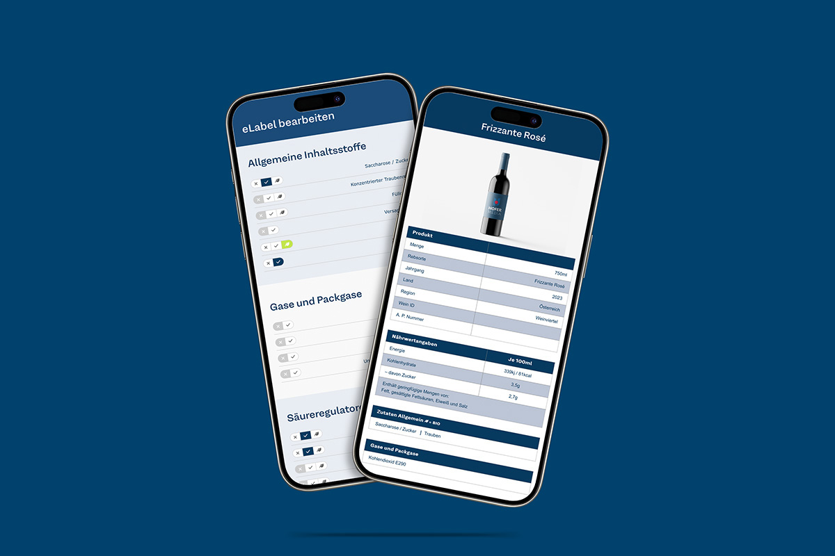 E-Label QR-Code Nährwertabele für Weine